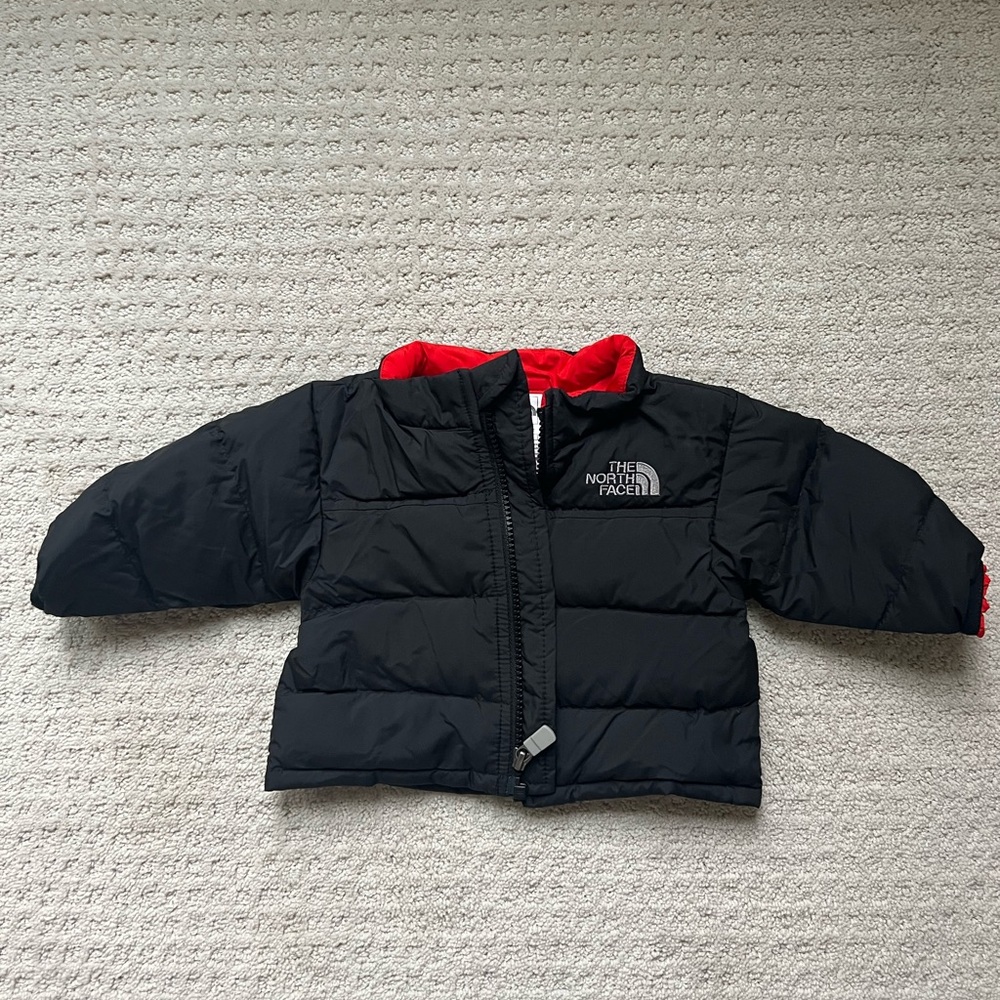The North Face Red and Black Puffer Jacket